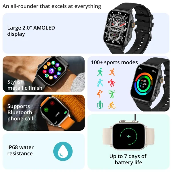 COLMI C81 Smartwatch – 2.0 AMOLED Screen, Bluetooth Calling, and 100+ Sports Modes (1) COLMI C81 Smartwatch – 2.0 AMOLED Screen, Bluetooth Calling, and 100+ Sports Modes