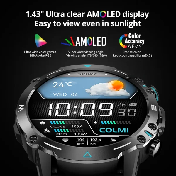 COLMI M42 Smartwatch – 1.43 AMOLED Display, Voice Calling, and 100+ Sports Modes (17) COLMI M42 Smartwatch – 1.43 AMOLED Display, Voice Calling, and 100+ Sports Modes (17)
